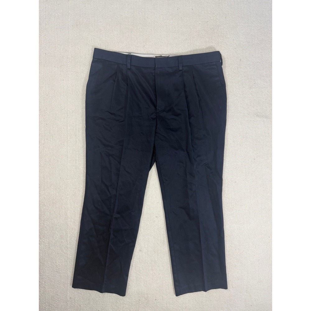 Dockers Signature Khaki Mens 38x29 Navy Blue Pleated Relaxed Fit Chino Pants